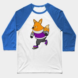 Fox at Ice skating with Ice skates & Glasses Baseball T-Shirt